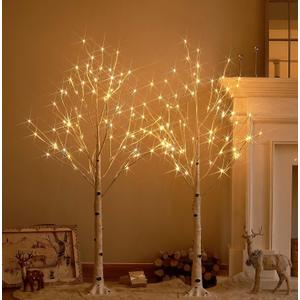 Hairui Pre Lit Birch Tree 2 Pack 4FT 72 Warm White LED White Christmas Tree for Indoor Outdoor Home Christmas Spring Easter Holiday Decoration Indoor Outdoor