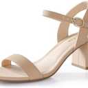 Ankis Nude Black Heels, 2.5'' Block Chunky White Clear Silver Heel Dressy Open Toe Heels For Women Ankle Strap Low Short Thick Strappy Dress Comfortable Sandal Casual Party Wedding Event Summer Shoes, Size: 9.5