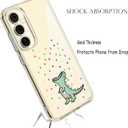 Unov Case for Galaxy S25 Plus Galaxy S24 Plus Case Clear with Design Soft TPU Shock Absorption Slim Embossed Pattern Protective Back Cover 6.7 inch (Rainbow Dinosaur)