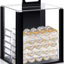 Hiboom 1 Pack Acrylic Poker Chip Case, 1000 Pcs Chips Capacity Chip Trays Set Including Carrier Acrylic Display Case and 10 Pcs Trays Racks Holder (Black)
