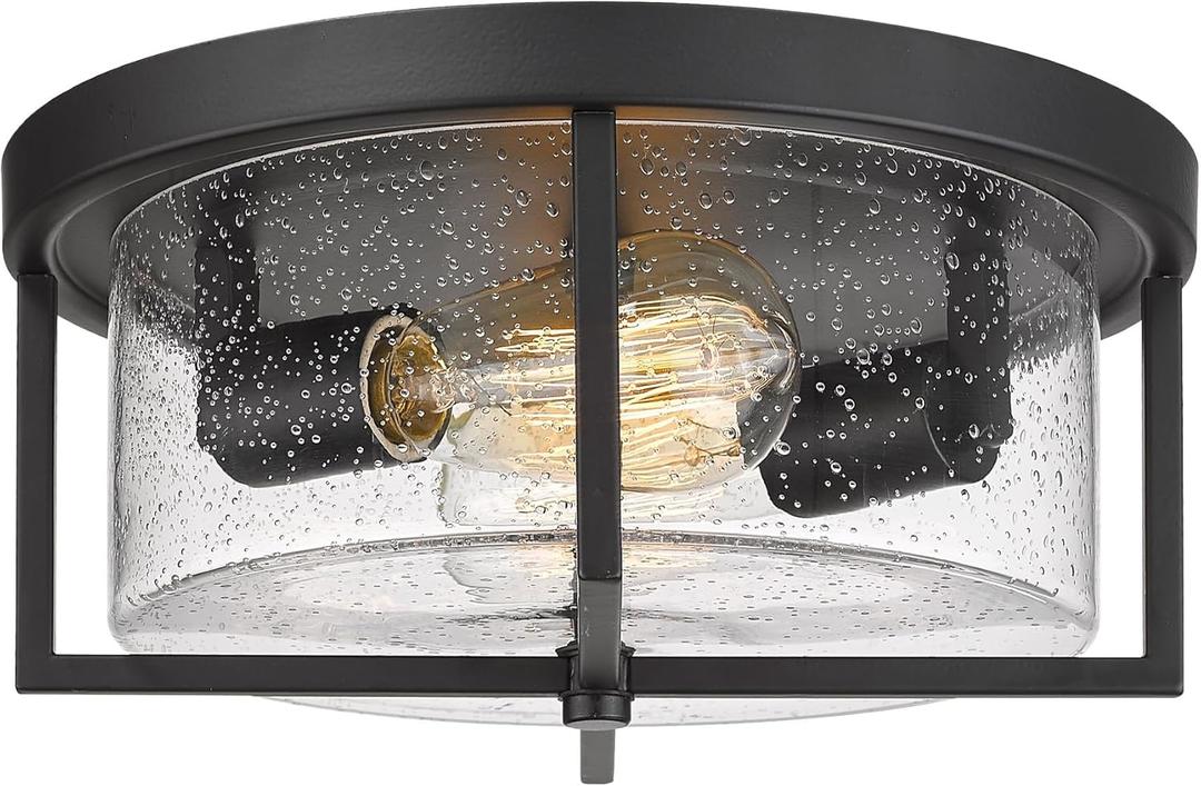 Flush Mount Ceiling Light, Kitchen Island Metal Ceiling Light Fixtures, Farmhouse Close to Ceiling Light, Bedroom Flush Mount Light for Hallway, Kitchen, Entryway and Foyer (Black, 5.5" H)