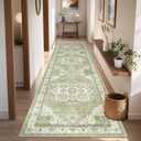 Runner Rug 2x8 Runners for Hallways Non Slip Washable, Vintage Hallway Runner Rugs for Living Room, Low Pile Soft Hallway Rug for Kitchen Bedroom Laundry Room Rug(Light Green,2'x8')