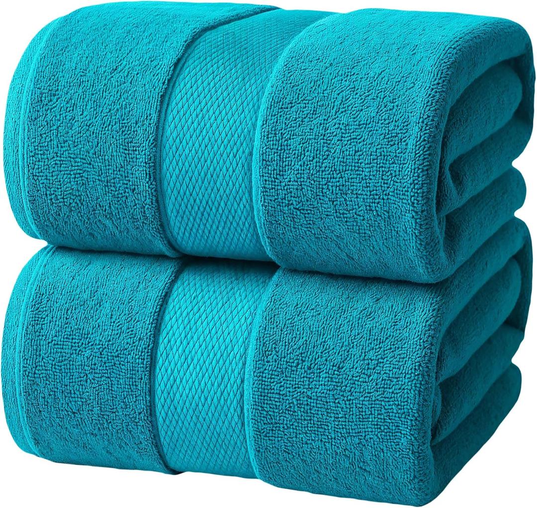 Infinitee Xclusives Luxury Bath Sheets Towels  2 Pack 600 GSM (35X70 Inches) 100% Ring Spun Cotton Large Bath Towels for Bathroom (Serene Teal, Bath Sheet Pack of 2)