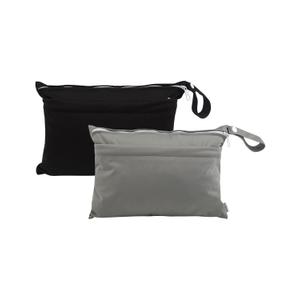 babygoal Wet Dry Bags for Baby Cloth Diapers, Washable Travel Bags, Beach, Pool, Gym Bag for Swimsuits & Wet Clothes with Two Zippered Pockets 2 Pack Small Size 2LNS01 (Black&Grey)