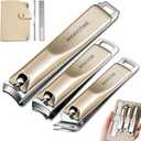 2 x NOVANO 5 pcs Nail Clippers Set Stainless Steel Nail Clippers, Ultra Sharp Sturdy Fingernail and Toenail Clipper Cutters, Slanted Blade Ingrown Toenail Clippers for Thick Toenails