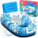 Premium Adult Pool Floats | XL Pool Float Lounger | Pool Floats Adult Heavy Duty Floaties | Pool Rafts for Adults | Pool Floaties with Comfortable Backrest & 2 Cup Holders|Tropical Design by Poolsider