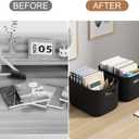 ORGIDOL 8 Pack Black Storage Bins with Lids Stackable Storage Container for Organizing, Black Storage Boxes with Handle for Shelves, Cute Organizer Bins for Craft, Snacks, 9.85x6.9x5.7 inch