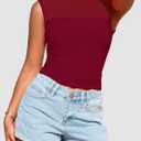 PRETTYGARDEN Women's Summer Sheer Mesh Tank Tops 2025 Trendy Casual Sleeveless Mock Neck Ruched Slim Fitted Going Out Shirts (Red, S)