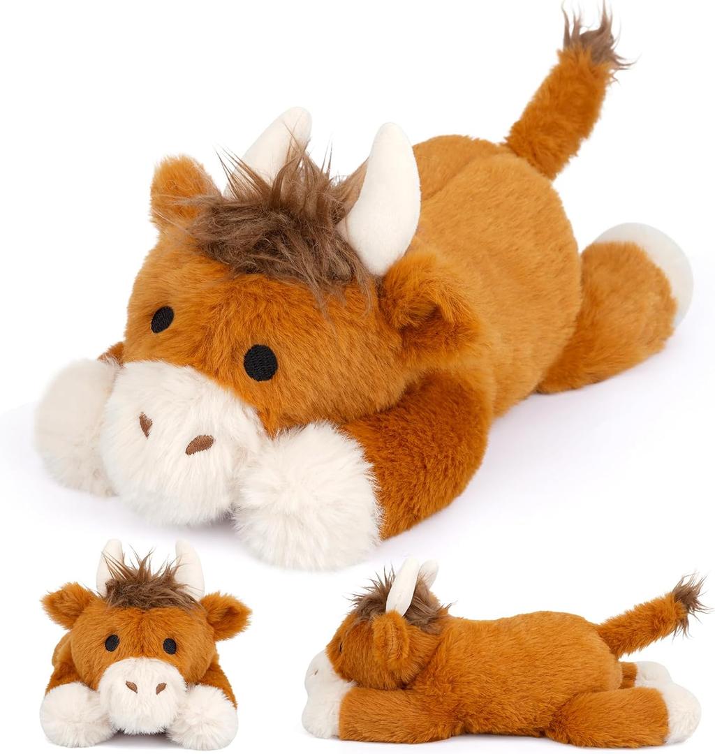 Highland Cow Weighted Stuffed Animal, 11inch Cute Cow Plush Soft Toy for Boys Girls, Soft Weighted Plush for Kids, Birthday Valentines Day Gifts for Her, Him, Home Decor