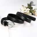 TRIWORKS Women Leather Belt for Jeans Pants Fashion Ladies Skinny Faux Leather Dress belt with Gold Buckle (Black)