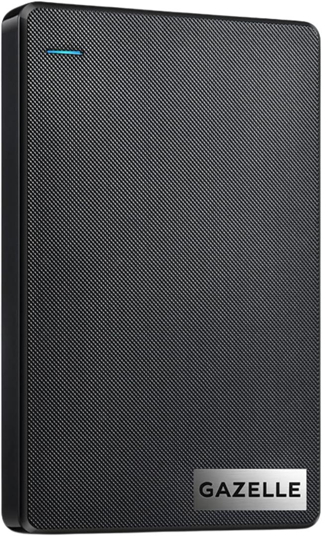 GAZELLE High-Speed 1TB Ultra Slim Portable External Hard Drive - 2-in-1 Type C & USB 3.0, Compatible with PC, Mac, Laptop, PS4, Xbox, iPad, Tablet, Mobile (Black)