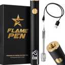 510 Threaded Battery Pen, 650mAh Cordless Soldering Iron with LED Display, Precise Temp Control USB-C Rechargeable, 3-Speed Adjustable Appliance Repair, DIY & Jewelry | Flame Pen Black & Gold