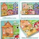 Wooden Activity Board, Wooden Latches Busy Board, Montessori Busy Board, Fine Motor Skills, Educational Preschool Learning Toy for Toddlers 3+