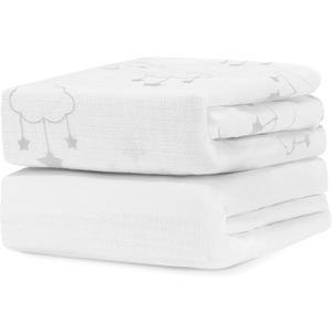 Newton Baby Fitted Crib Sheet (2-Pack) - Ultra Breathable and Soft, Organic Cotton, Fits All Standard Cribs, Wishing on a Star White