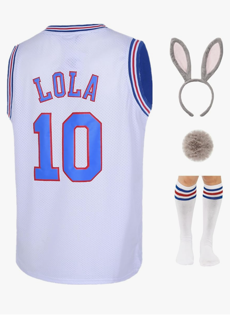 Mens #1 Bugs #10 Lola Jerseys Couples Halloween Costume Sets Space Basketball Jersey for Women  Size S