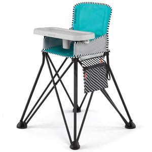 Bright Starts by Summer Pop n Dine SE Highchair, Sweet Life Edition, Aqua Sugar Color - Portable Space Saver High Chair for Indoor/Outdoor Dining with Fast, Easy, for 6 Months - 45 Pounds
