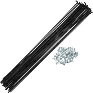 X AUTOHAUX 36 Pcs 14G J Bend 2mm Bike Bicycle Spokes with Nipples Steel Black