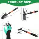 Garden Tool Set, 4 Pack Gardening Tools, Stainless Steel Heavy Duty Hand Cultivator, Hoes, Shovel, for Planting Weeding Digging, Gardening Gifts for Women,Orange