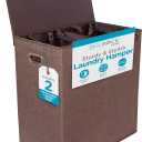 BIRDROCK HOME Laundry Hamper with Lid | Removable Bags for Sorting Clothes | Sectioned Laundry Basket for Bedroom & Bathroom | Collapsible Storage Bin with Cover | Double, Brown