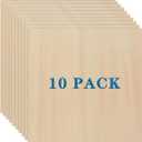 10 Pack Basswood Sheets 3mm 10 x 10 x 1/8 Inch Plywood Board, Thin Natural Unfinished Wood for DIY Crafts Painting, Hobby, Model Making, Wood Burning and Laser Projects