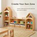 OOOK 4-Tier Montessori Bookshelf and Toy Storage Cabinet with House Shape, Montessori Book Shelf 4-Tier