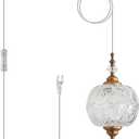 Plug in Pendant Light Fixtures Brass Vintage Pendant Lights Ceiling Pendant Fixtures for Bedroom Living Room Dining Room Kitchen Island