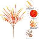 Artificial Fall Fake Outdoor Plants Flowers for Autumn Decoration,10 Bundles Faux Plastic Tall Monkey Grass Greenery UV Resistant Realistic for Home Outside Planter Window Porch Patio Garden (Orange)