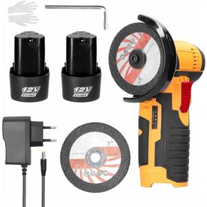 Cordless Electric Angle Grinder, Handheld Mini Tile Cutter Tool, Rechargeable Small Hand Grinder with 2 Cutting Discs for Wood Ceramic Tile PVC Pipe Cutting Polishing, 19500 RPM