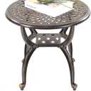 Mandolin Outdoor Patio,Rust -Resistant Cast Aluminum Side Table,Weather Resistant End TableCoffee Table Perfect for Patio, Backyard Or Garden. (Aluminum Round, Copper)