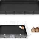 Glittme Guinea Pig Cage Liner, Waterproof Liner for Guinea Pigs, Guinea Pig Bedding with Tarp Bottom for Grid Cage, Cage Liners for Guinea Pig, Bunny, Hamster, Rabbit,Not Include Cage,56 * 28 inches (Black)