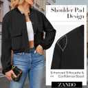 Zando Bomber Jacket Women 2026 - Short Cropped Jacket Women Button Down Long Sleeve Casual Varsity Jackets with Pockets (Medium, Black)
