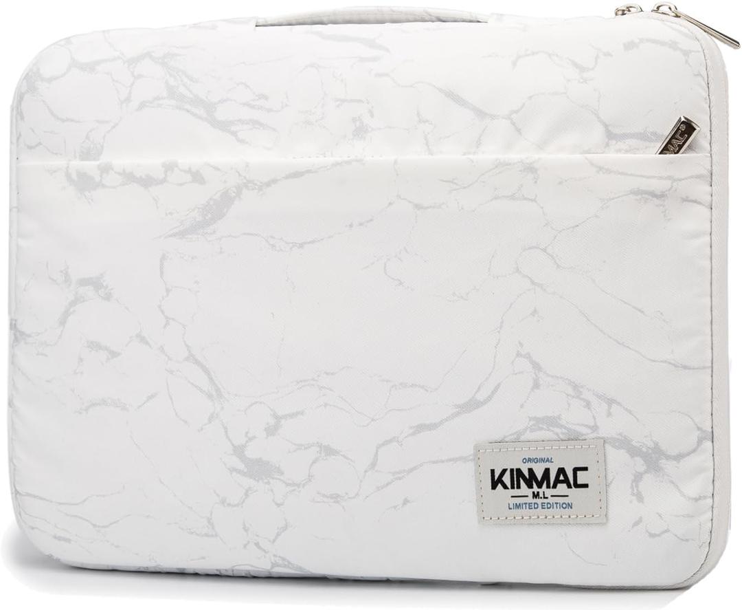 Kinmac 360 Heavy Duty Protective Laptop Computer Sleeve case Bag Cover with Handle for MacBook Air 15 inch,15 inch-15.6 inch HP Lenovo Dell ASUS Acer Laptop (White Marble)