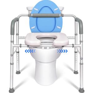 3 in 1 Commode Chair for Toilet with Arms, 500 lbs Bedside Commode Chair for Toilet with Bucket 4.4Qt, Width Adjustable Bedside Commode for Seniors, 21”-25“ Extra Large Width