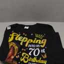 Stepping Into My 70th Birthday Afro Woman Religious Birthday T-Shirt (Small, Black)