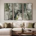 Large Framed Modern Green Abstract Wall Art for Living Room, 3 Piece 20x40, 20" W x 40" H x 3pcs