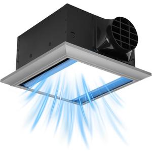 Bathroom Exhaust Fan with Light, 160 CFM 1.0 Sone, 6000K LED & Blue Night Light,Aluminum Bathroom Fan Light Combo, 10''x10'' Mounting Hole, Easy Install for Home Bathroom Ventilation (Grey)