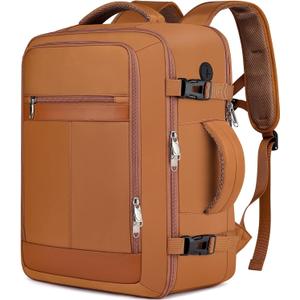 EZUOLA Carry On Backpack for Women,Travel Laptop Backpack Airline Approved,Underseat Personal Item Travel Bag With Shoe Compartment, Casual Daypack Gifts for Friend Weekend Business College,Brown