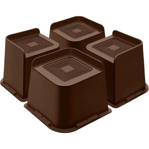 Bed Risers 4 Inch Heavy Duty, Furniture Risers for Bed Desk Table Sofa Couch,Oversized Bed Lifts Risers,Support up to 5000 Lbs(4 Pack Brown)