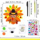 Winlyn 24 Sets Thanksgiving Turkey Ornaments Decorations Art Sets DIY Thanksgiving Craft Kits Fall Crafts Autumn Leaf Pumpkin Turkey Foam Stickers Arts and Crafts for Kids Party Classroom Activities