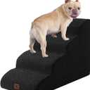 EHEYCIGA Curved Dog Stairs Ramp for High Beds 19.7" H, 4-Step Dog Steps for Small Dogs and Cats, Pet Stairs for High Bed Climbing, Non-Slip Balanced Pet Step Indoor, Black