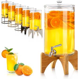 2.2 Gallon Glass Beverage Dispenser With Stand | Glass Water Dispenser With Stand | Leakproof Spigot | Ideal for Hot and Ice Cold Drinks | Perfect for Breakfast, Parties, Weddings
