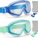 Aegend 2PCS Swim Goggles with Fabric Strap, Kids Swimming Goggles Wide View No Leaking Pool Goggles for Kid Youth Adult
