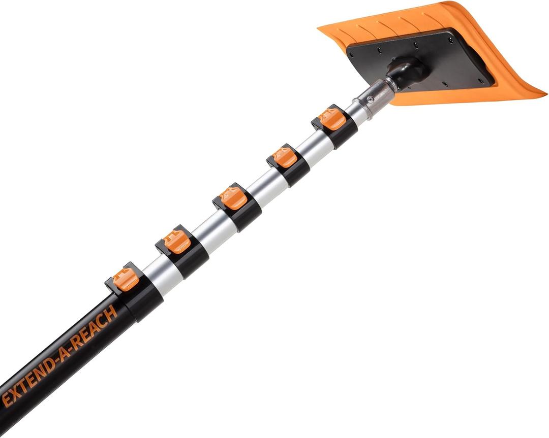 5-24 ft Telescoping Snow Roof Rake // High Reach Solar Panel Snow Removal Tool for Roofs, RVs & Cars // Heavy Duty Snow Rake for House Roof // 13.6" Scratch-Free Soft Foam Blade // Push Pull Design