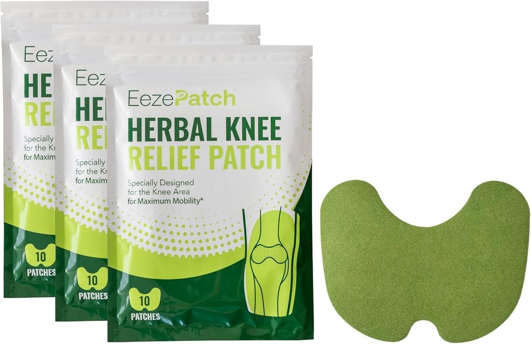 EezePatch Herbal Knee Relief Patches (30 Count)  Natural Joint Support for Knee Discomfort, Mobility & Flexibility  Herbal Extracts for Soothing Relief  Easy-to-Apply Patches