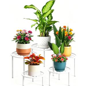 5 Pack Metal Plant Stands,Heavy Duty Potted Holder for Flower Pot, Rustproof Iron Plant Risers, Suitable for Indoor and Outdoor Decoration ,Garden Container Round Supports Rack for Planter