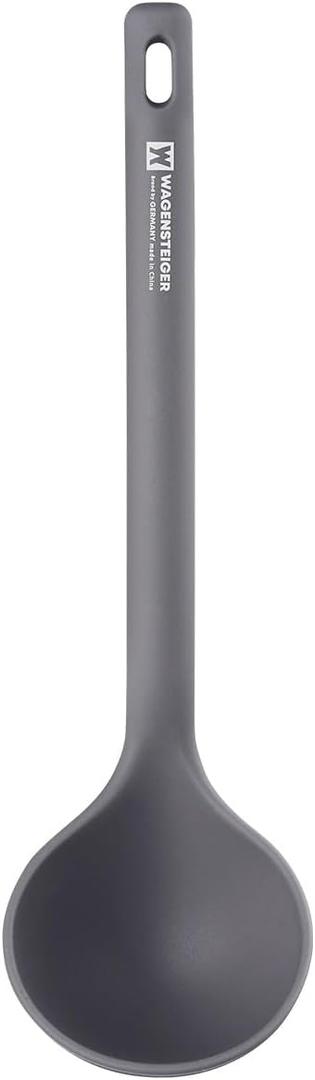 Dark Gray Silicone Ladle: Heat Resistant with Gentle Head Structure, Non-stick Cookware Safe, Portion Batter, BPA Safe (12.6inch x 3.15inch)