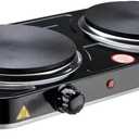 Electric Hot Plate, 2200W Countertop Burner, Cast Iron 2 Burners, Portable Electric Burner Stove, Portable Double Burners for Cooking,Easy to Clean, Black