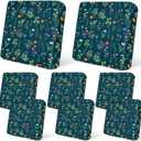 pickyNproud 8Pcs Patio Cushion Covers Stretch Outdoor Couch Cushions Slipcovers Replacement Washable Furniture Protector with Elastic Bottom Sofa Chair Seat Cover, Green Flower