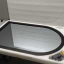 Black Arched Wall Mirror Aluminum Alloy Frame Bathroom Mirror Brushed Metal Vanity Wall Mounted Mirror for LivingRoom Bedroom Entryway Room Home Decor 16"x12"