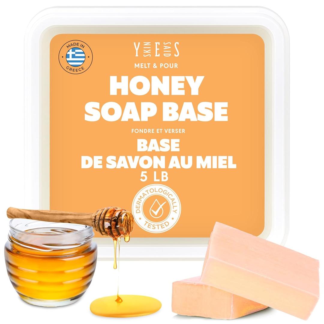 5Lb Honey Soap Base - Melt and Pour Soap Making Supplies - SLS/SLES Free, No Palm Oil, Natural with Organic Honey - Rich in Antioxidants, Hydrating, Perfect for Handmade Projects (80 Ounce (Pack of 1))